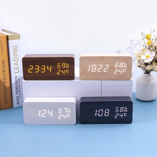 Digital alarm clock - digital, wooden